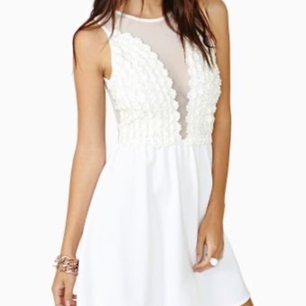 For Love and Lemons Woman's Lulu Daisy Mini Dress White Small Sleeveless Floral
